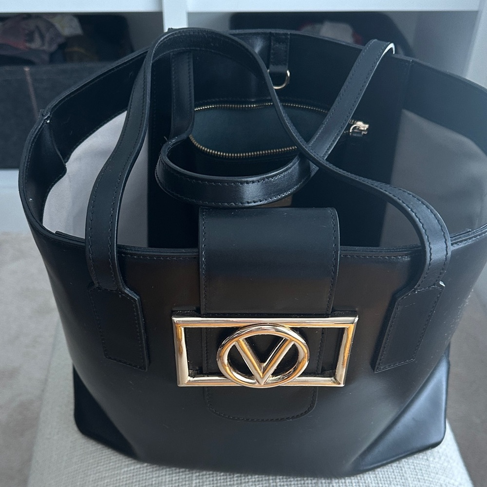 Valentino Black Tote with Gold Accent
